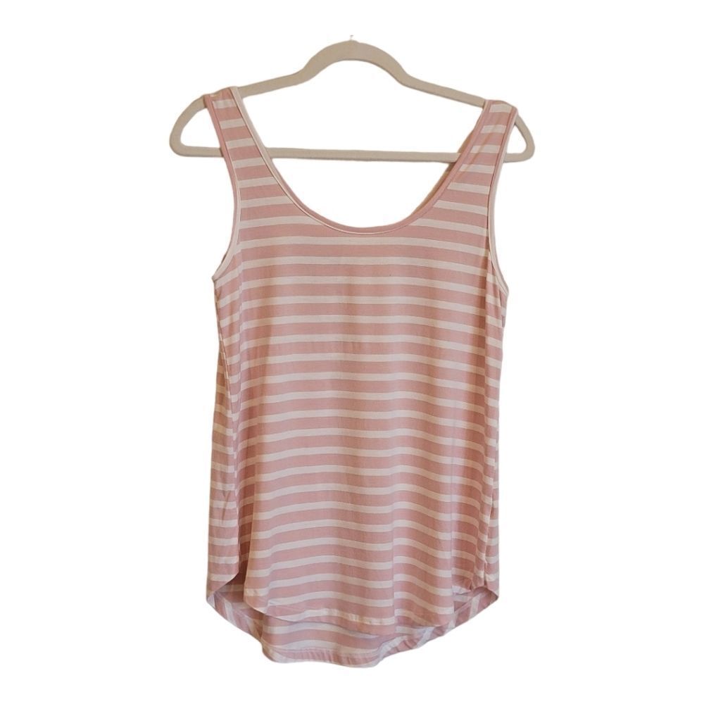 Mia and Tess pink and white striped sleeveless tank